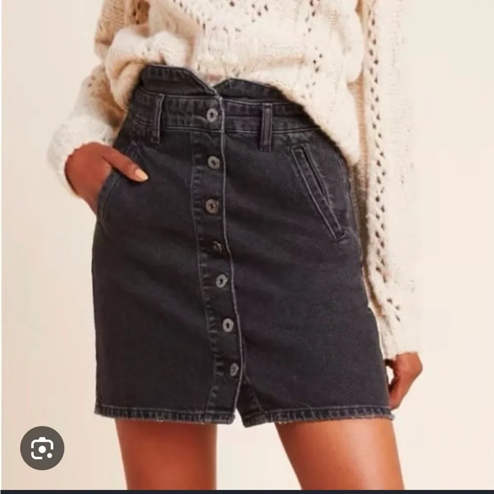 Pilcro Black Button-Front Denim A-Line Skirt- Size 4 - Picture 1 of 10